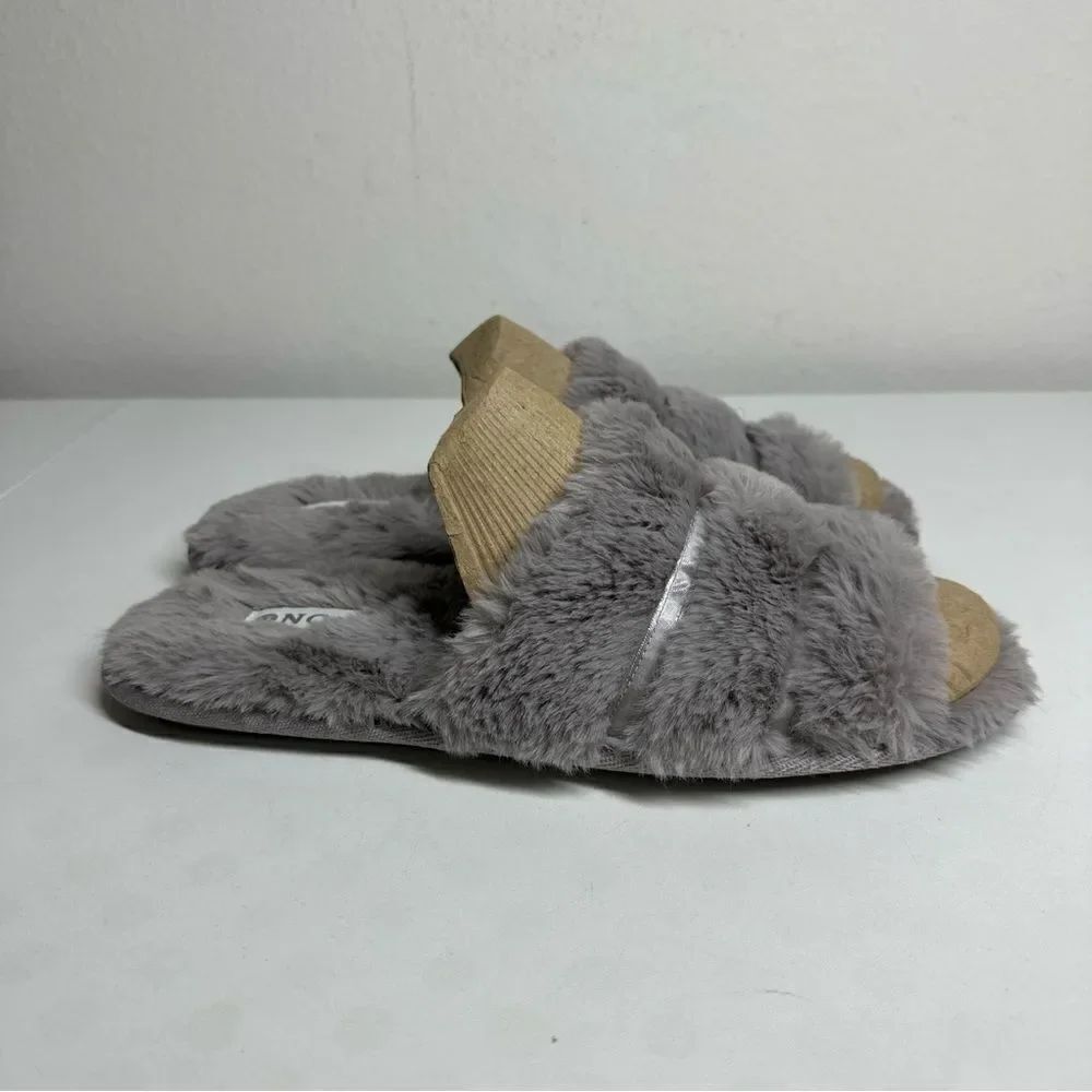 NCAI Low Key Gray Faux Fur Slide Sandal-Slipper Blush Women’s Size 12 EUC